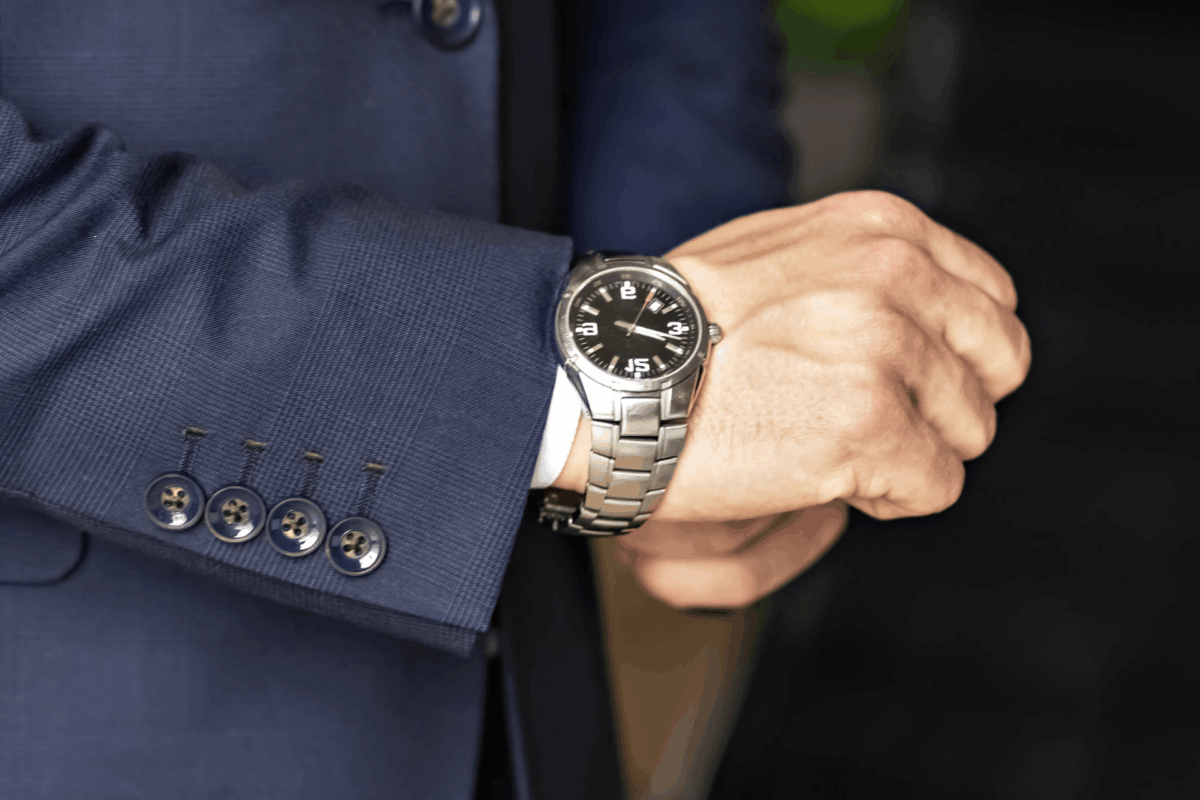 Man Wearing Luxury Titanium Watch In Dallas Texas
