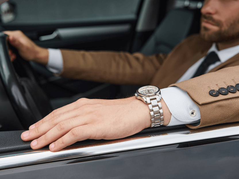 Business Man Wearing A Rolex Land Dweller He Bought From Wolvyn Luxury Watches