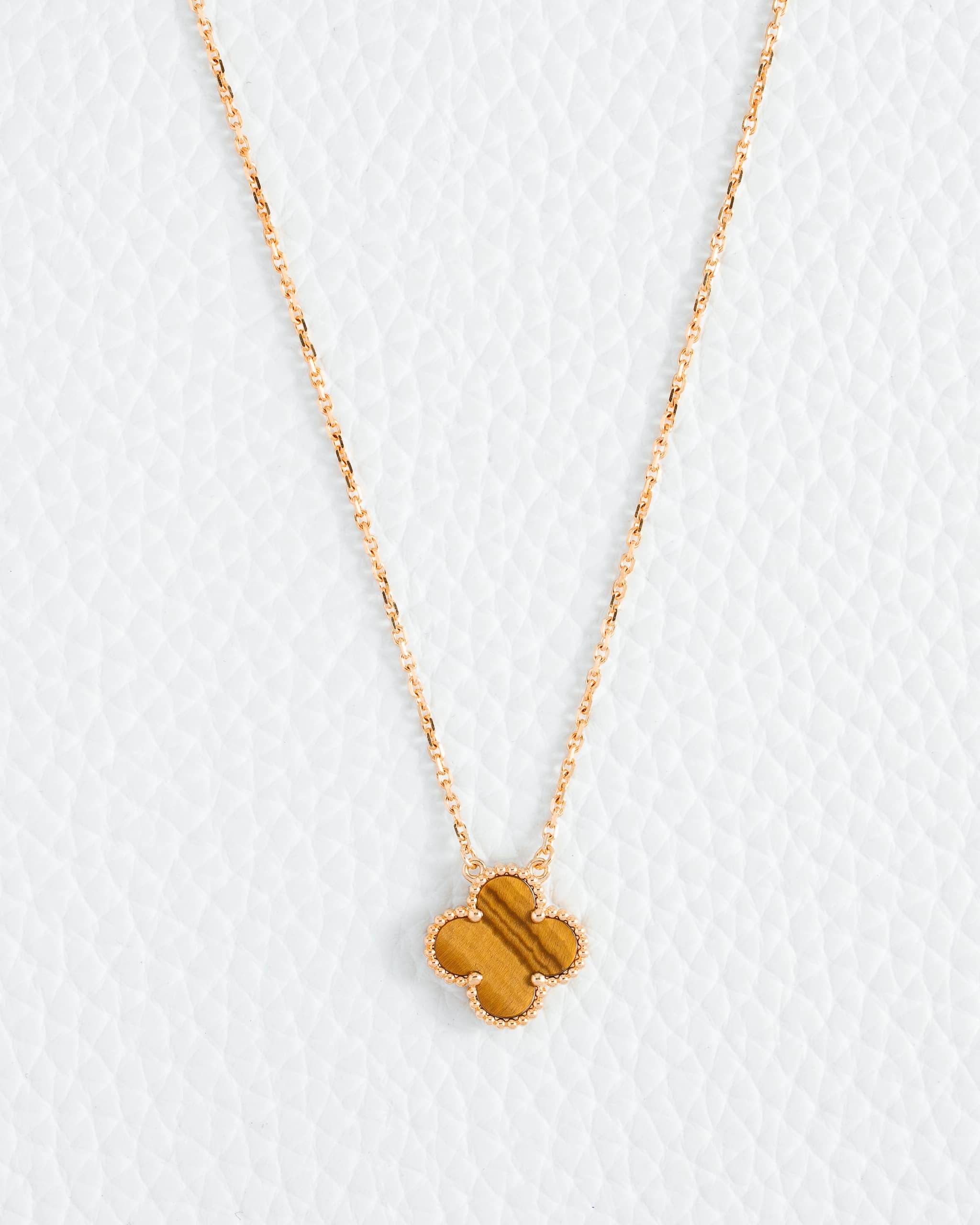 necklace-2 Van Cleef Yellow Gold Clover Necklace Tiger Eye - Image 1